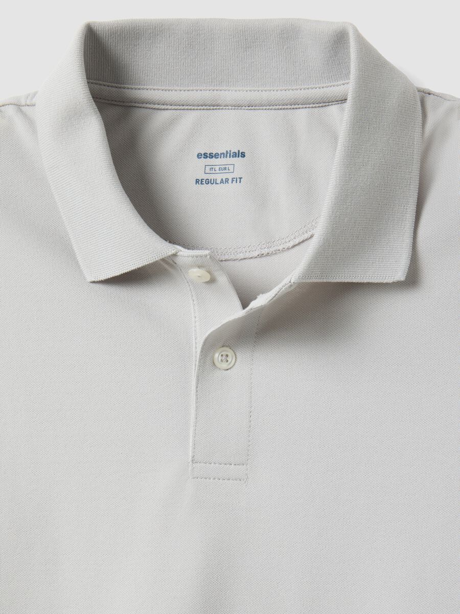Grey stretchy cotton blend polo regular fit_5