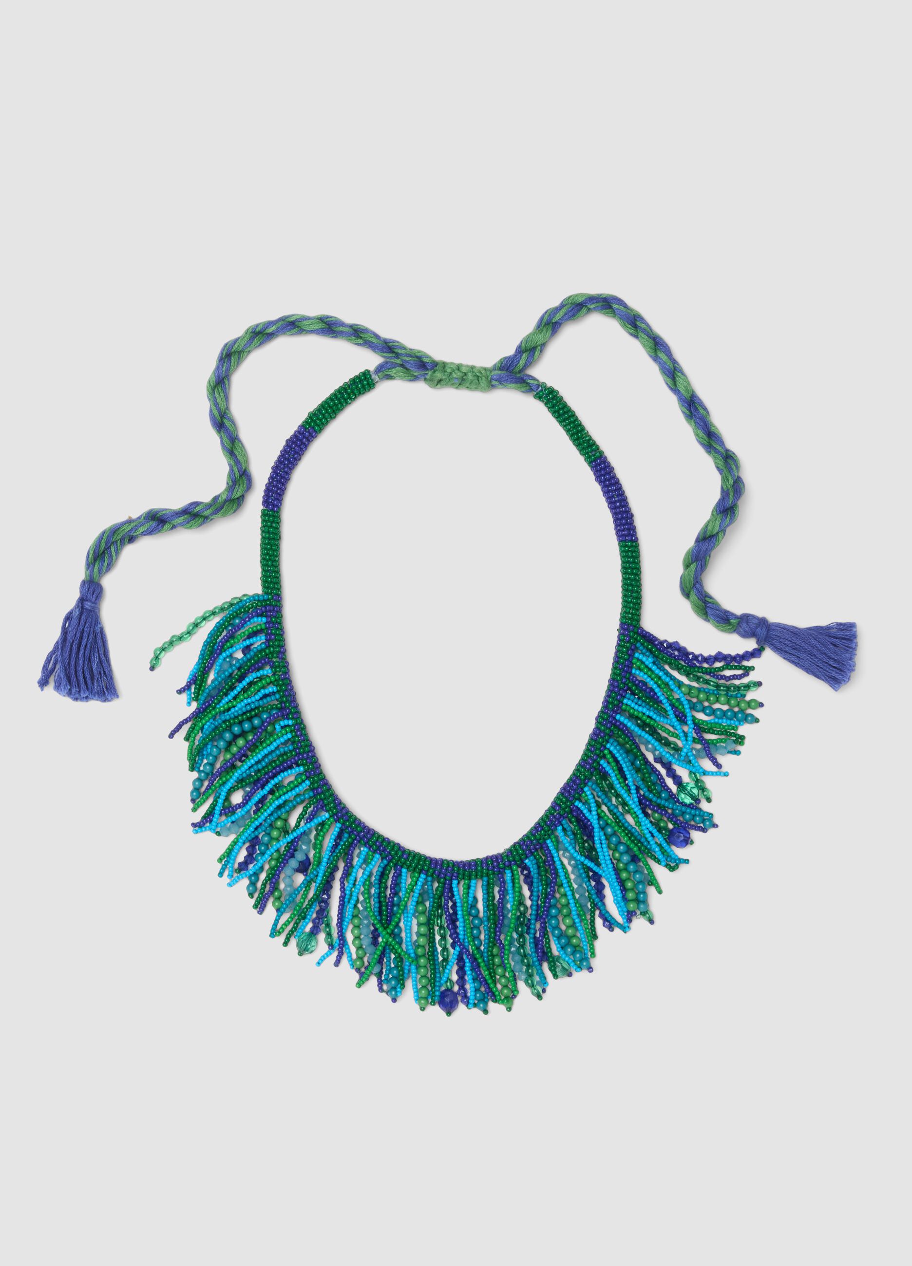Multicolour beaded necklace with tassels