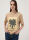 Beige pure cotton T-shirt with front print_0