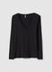 Black long sleeve top regular fit with lace trim_4