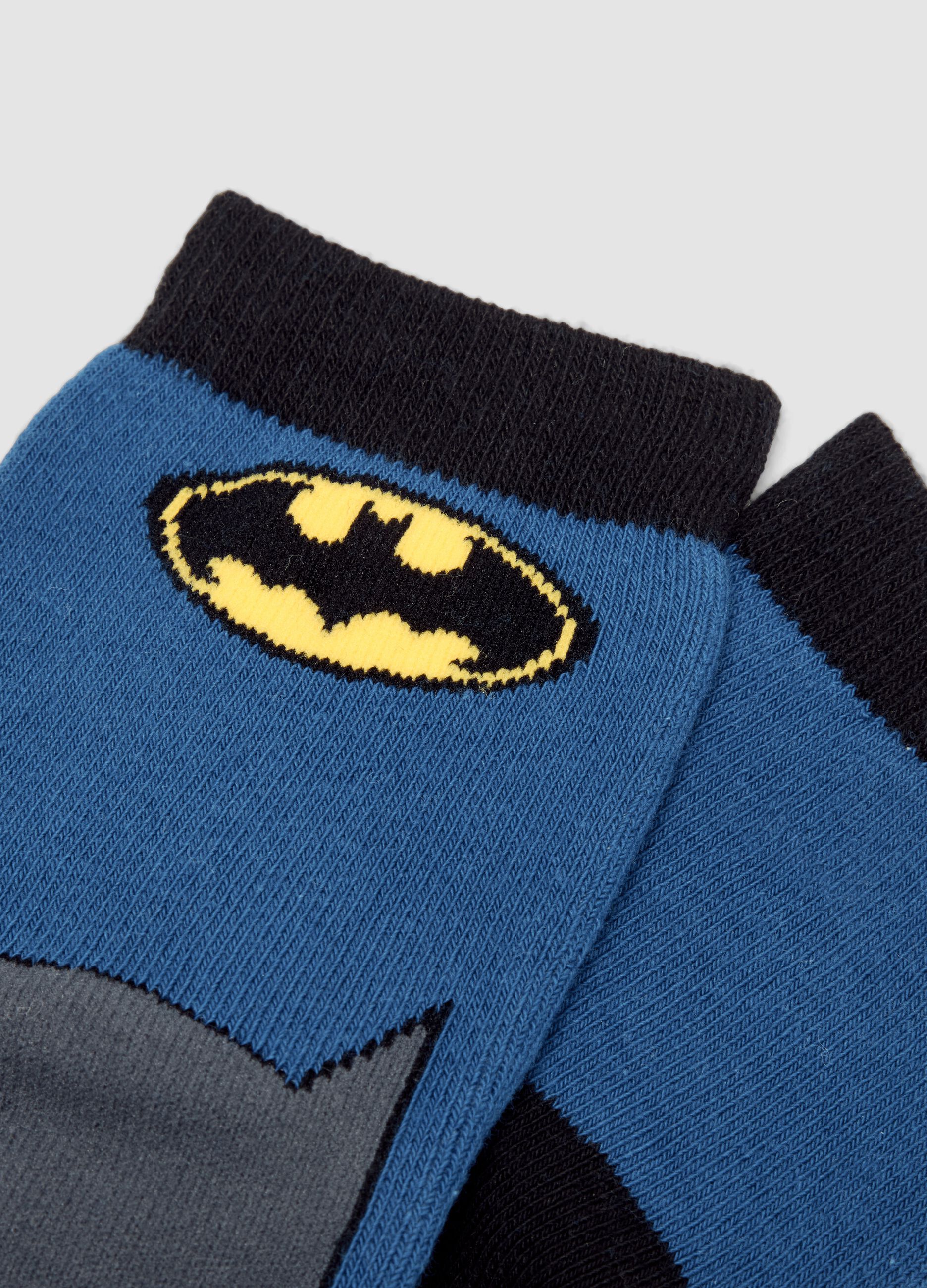 Bipack calze antiscivolo in cotone organico elasticizzato con stampa Batman