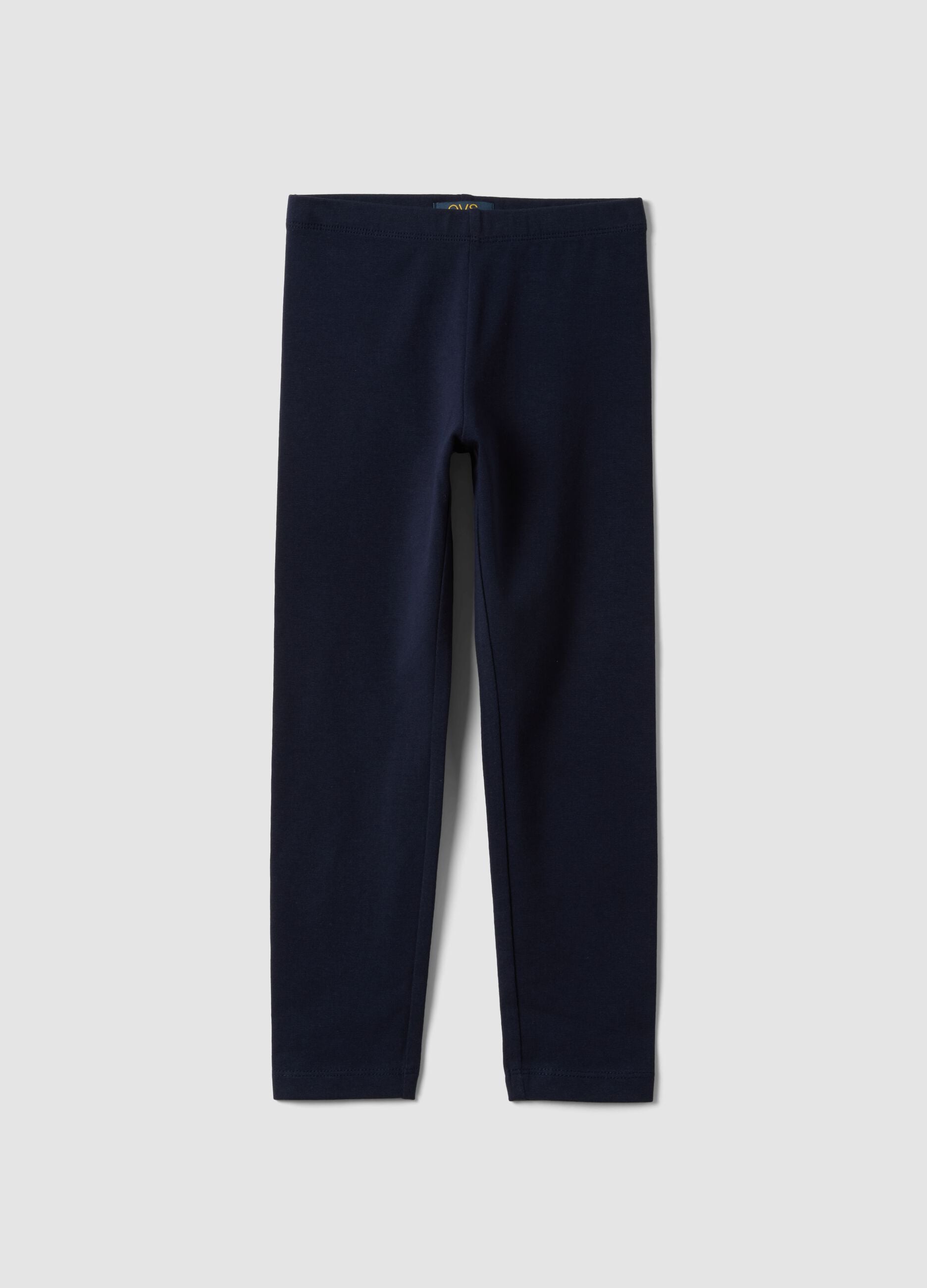 Leggings skinny azuis em algod&atilde;o org&acirc;nico el&aacute;stico para menina