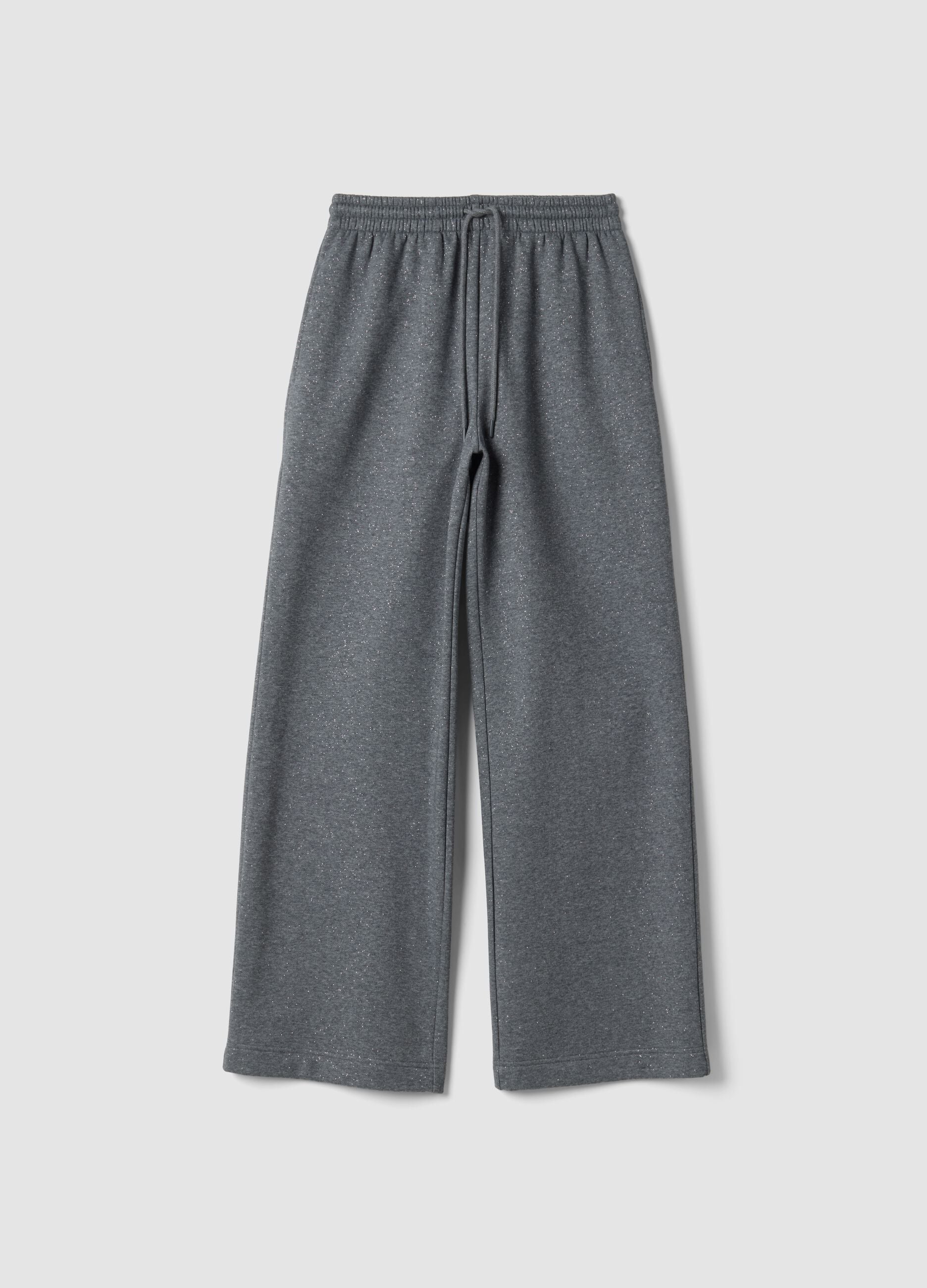 Sive &scaron;iroke hlače (wide leg) od mje&scaron;avine pamuka s lurexom