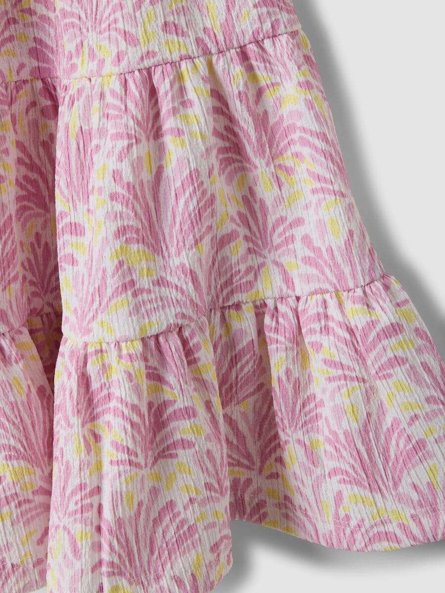 Vestido rosa sin mangas de tejido el&aacute;stico con estampado floral para ni&ntilde;a_3