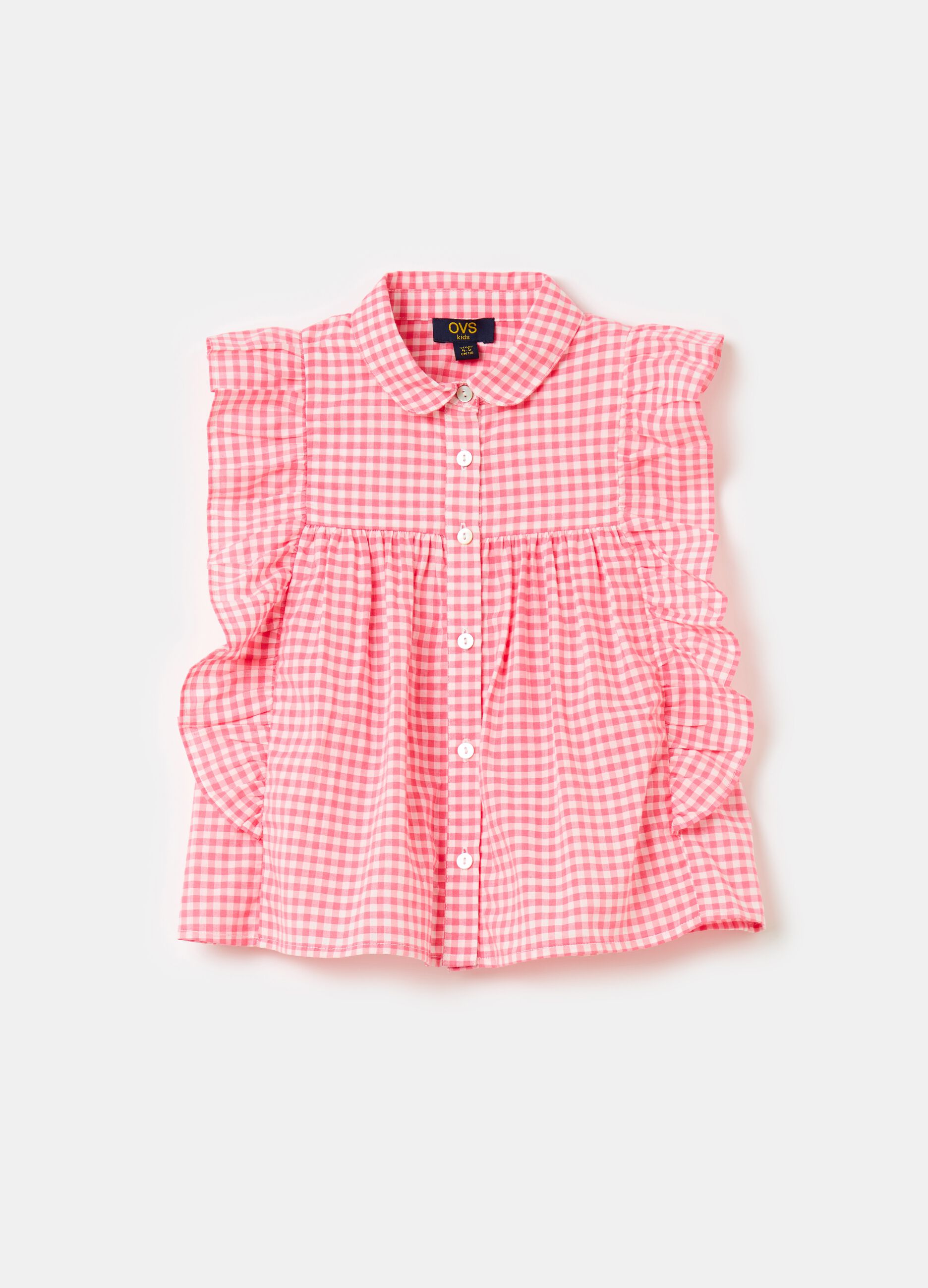 Gingham shirt with flounce
