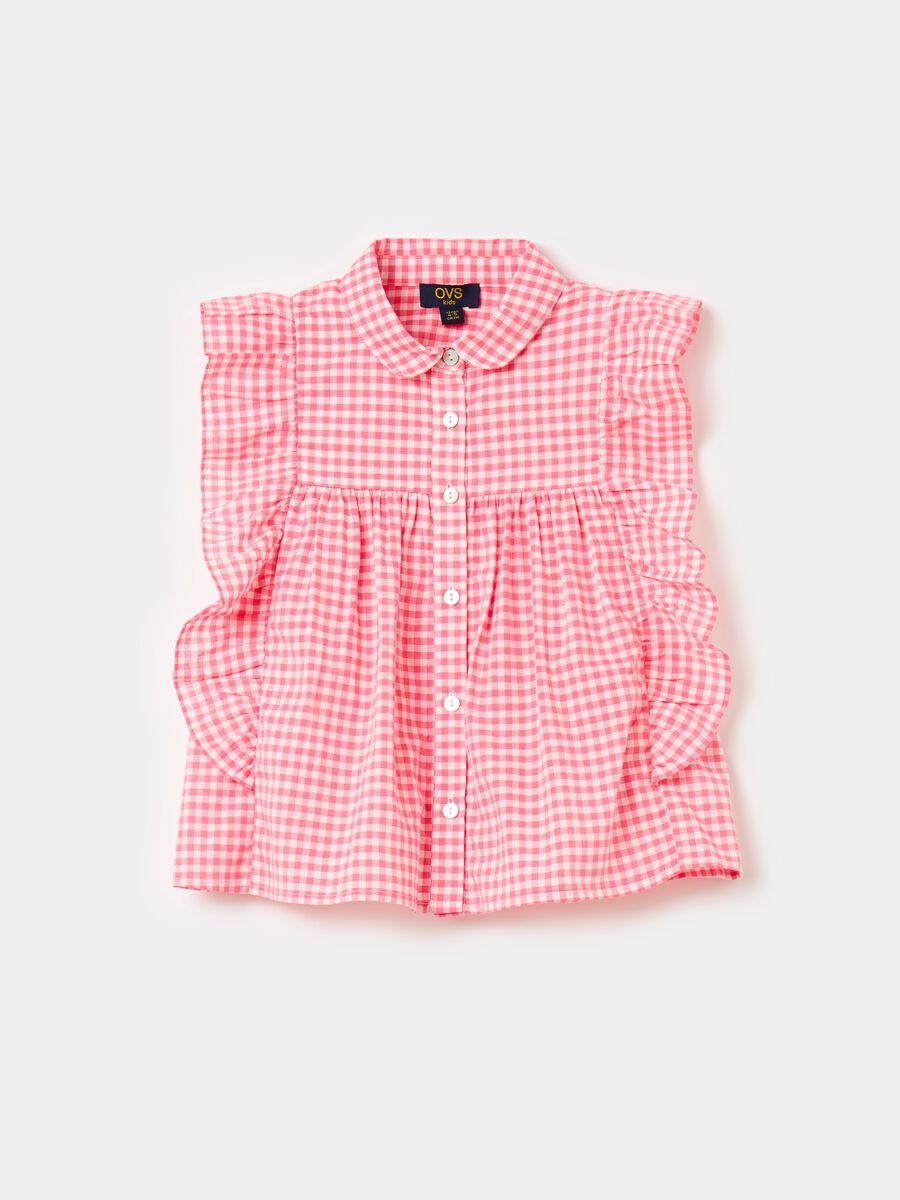 Gingham shirt with flounce_0