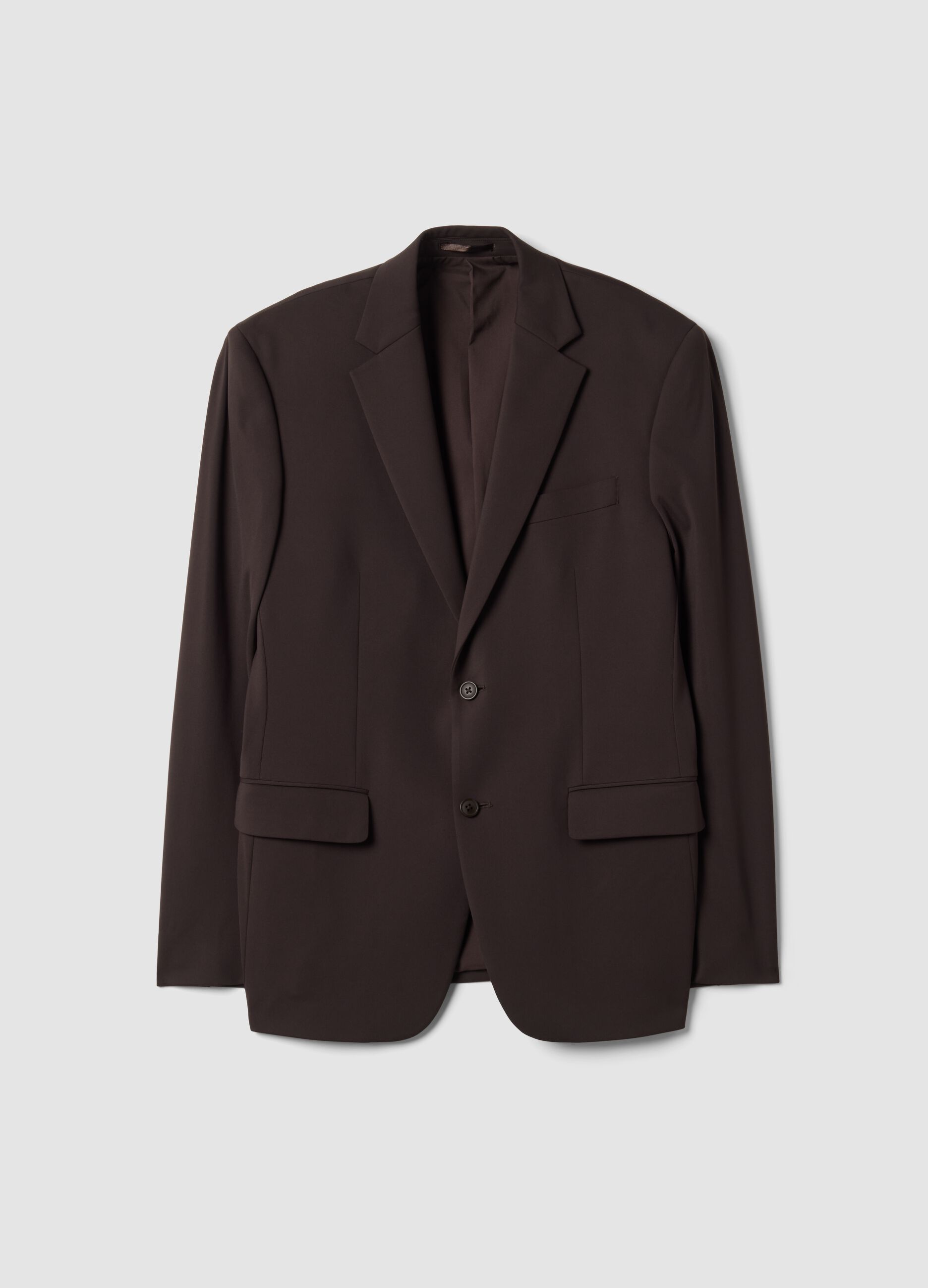 Brown slim-fit 4-way stretch blazer, easy iron