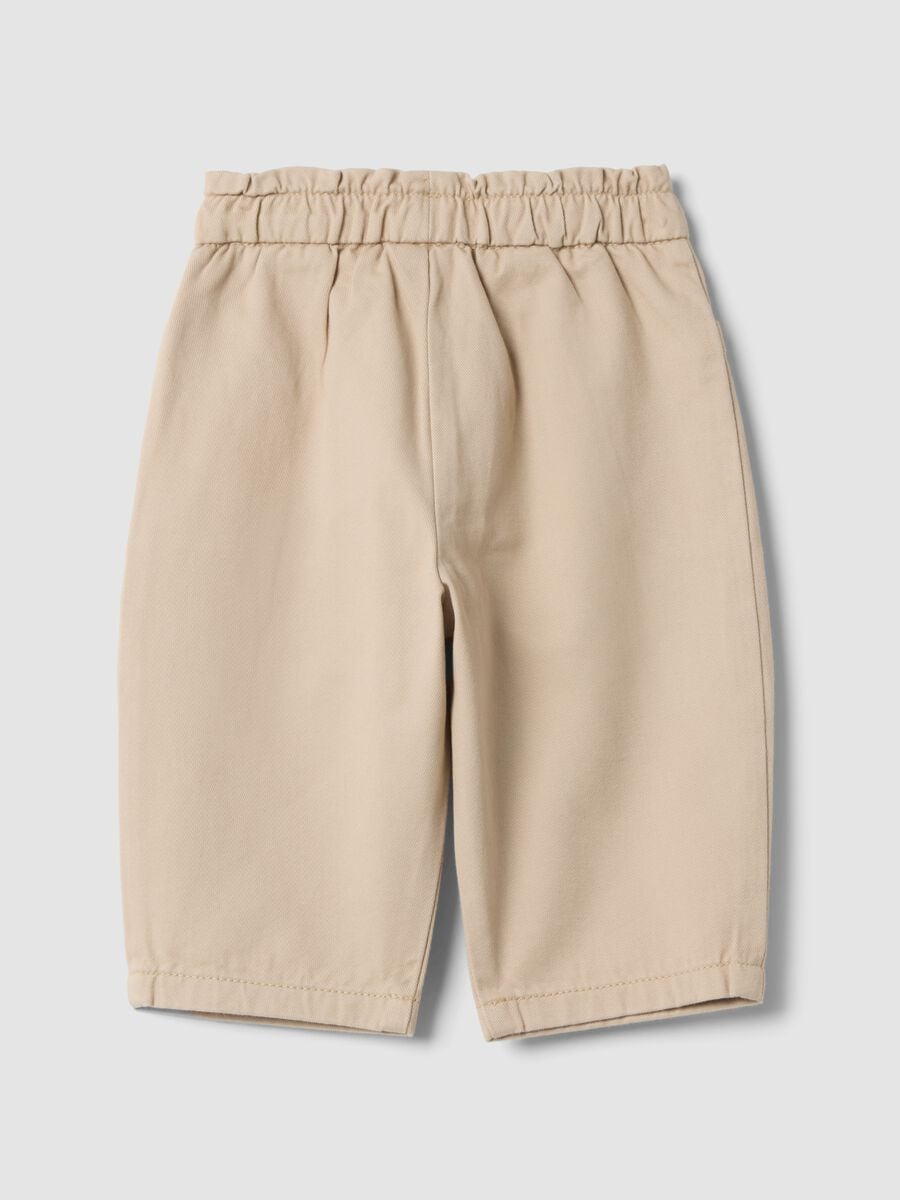 Pantaloni beige in puro cotone barrel fit_1