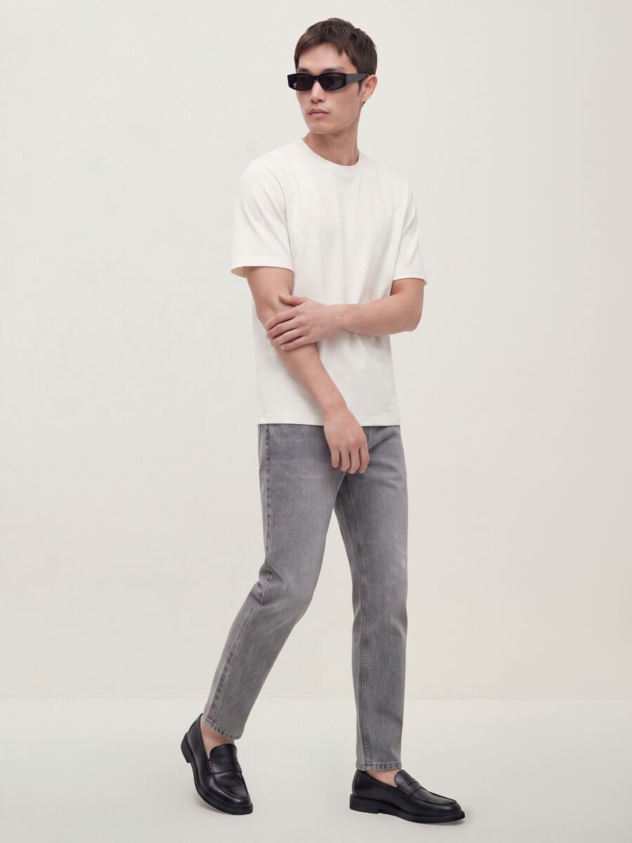 Grey slim-fit jeans in cotton and viscose blend_0