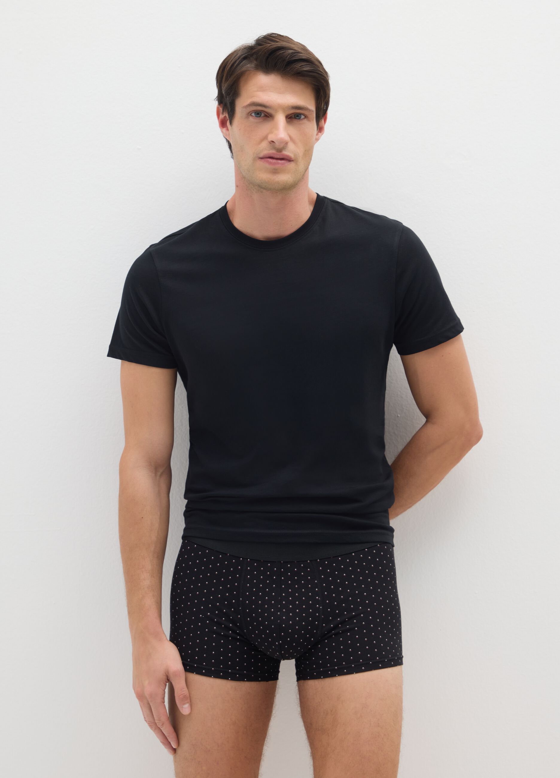 Tripack of multicolour stretch cotton boxer shorts in regular fit