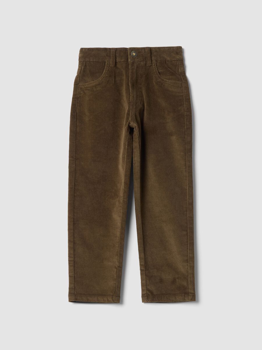 Braune Ripp-Hose aus elastischer Baumwolle_0