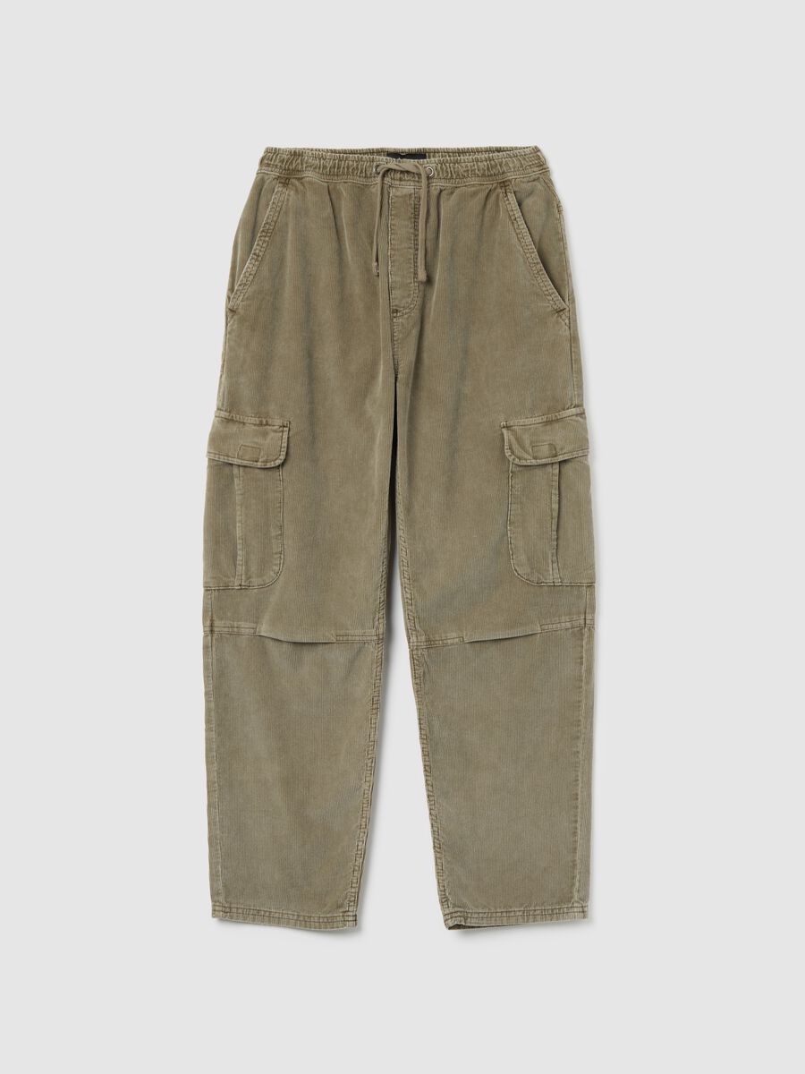 Beige regular fit pure cotton cargo trousers_4