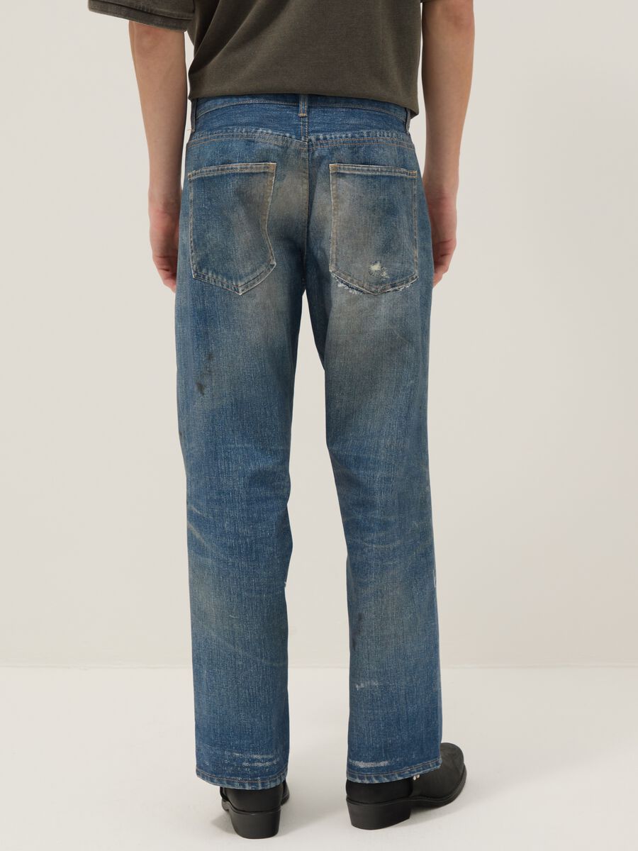Regular Fit blaue Denim Baumwolle Baggy Jeans_2