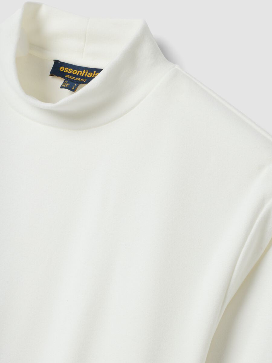 White stretch-fabric top with high neck_1