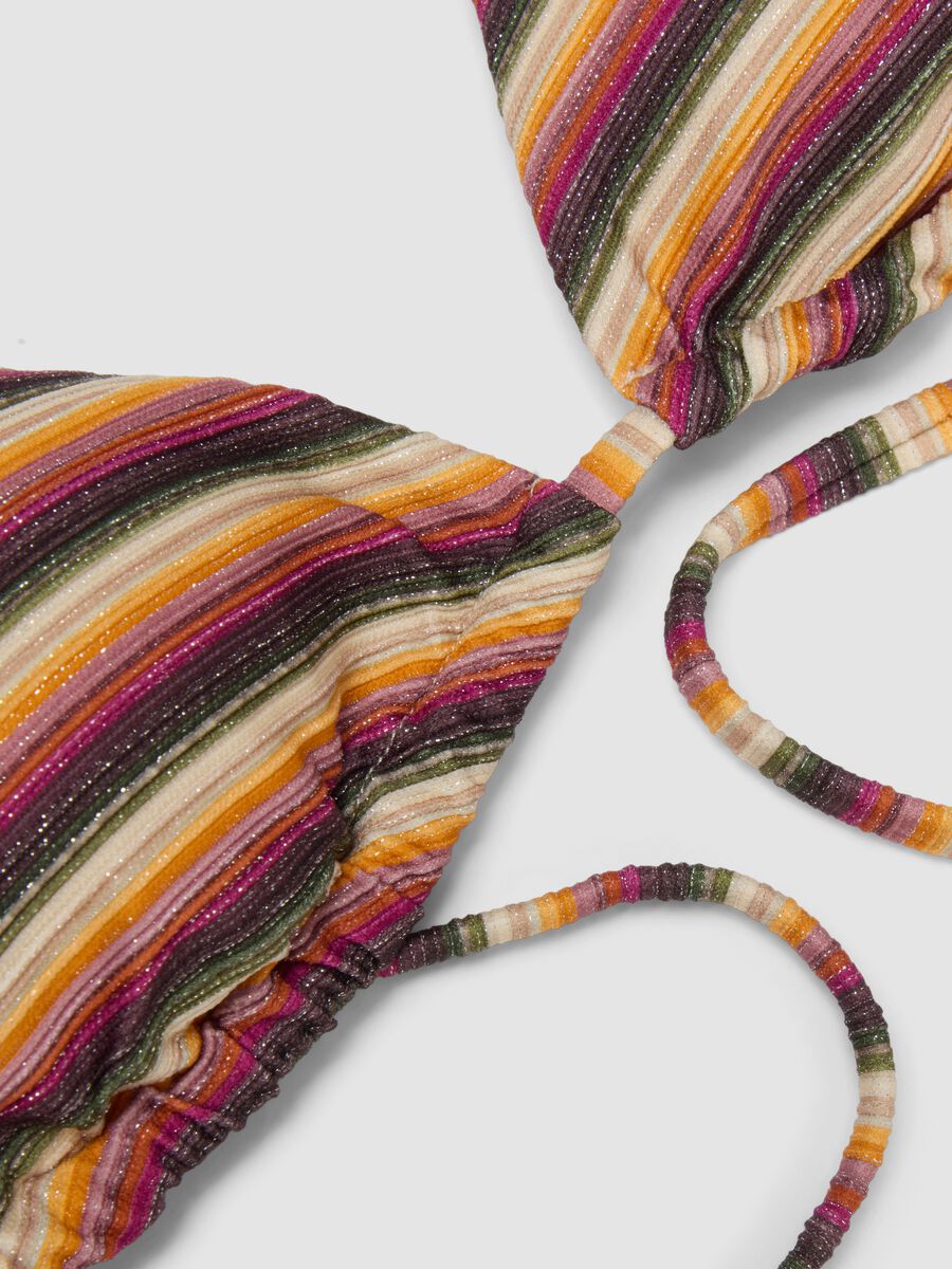 Triangel-Bikini-Top aus elastischem Stoff mit bunten Streifen_5