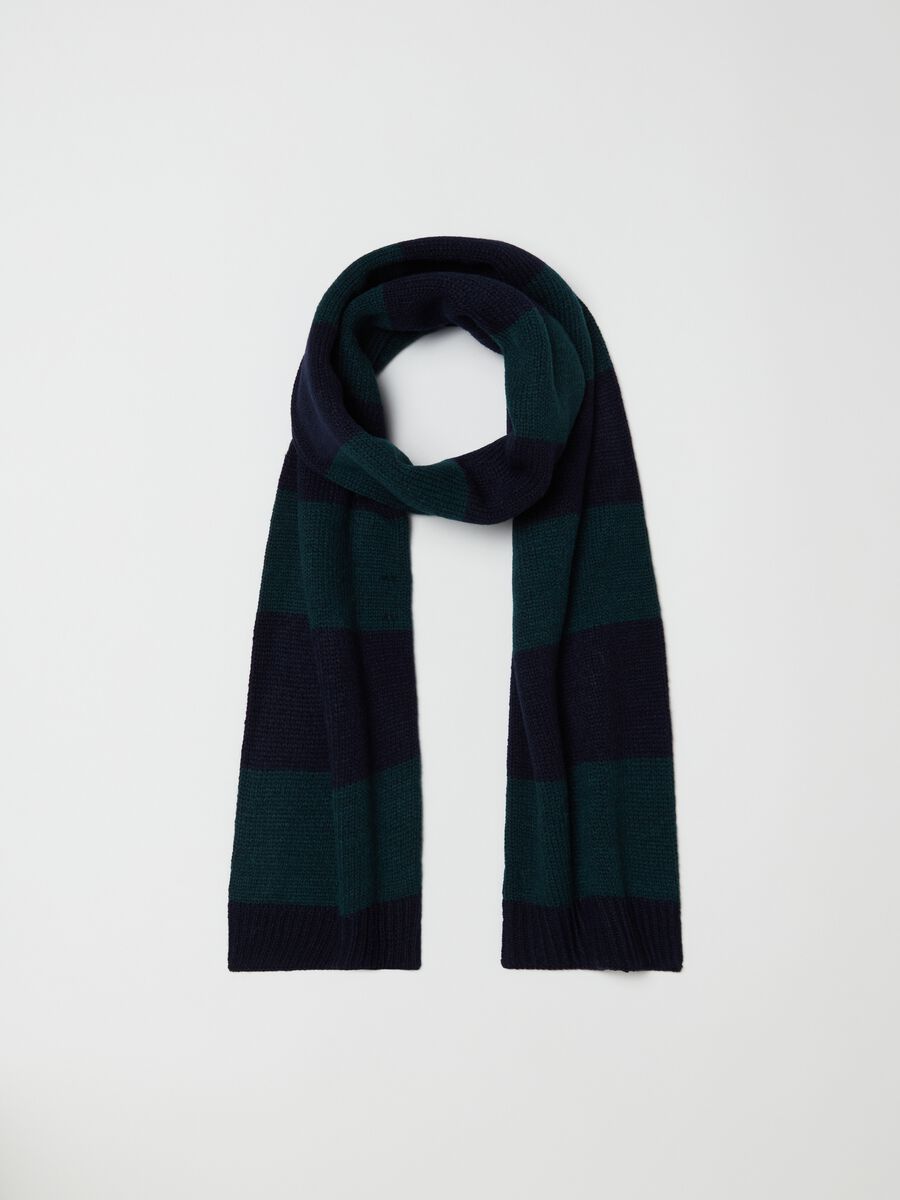 Flat-ribbed scarf with striped pattern_0