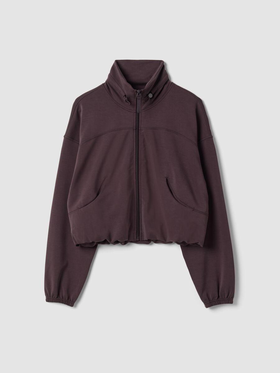 Short brown stretch viscose sweatshirt with high neck_5