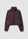 Short brown stretch viscose sweatshirt with high neck_5