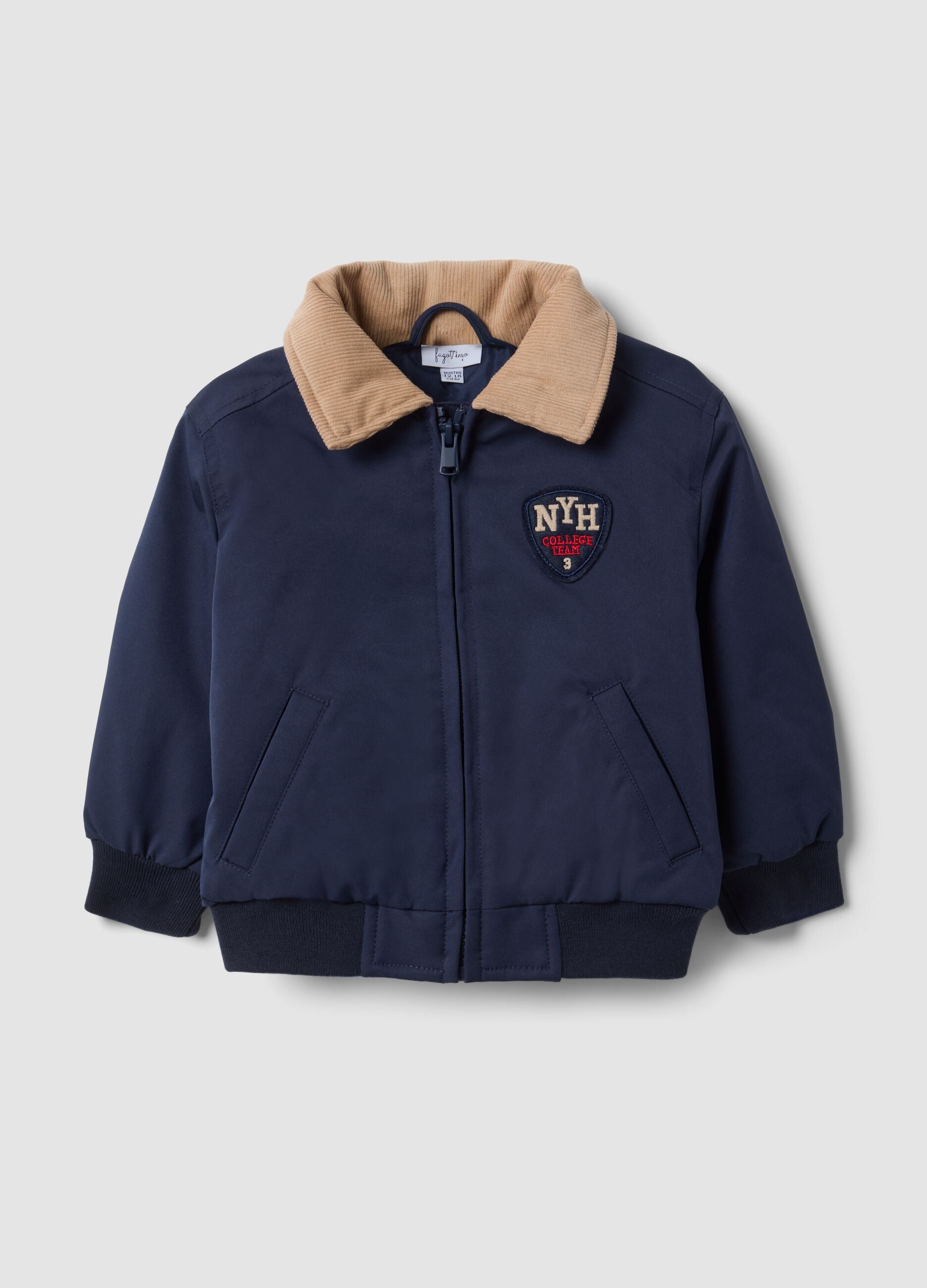 Blue zip-up jacket with contrast collar for boys
