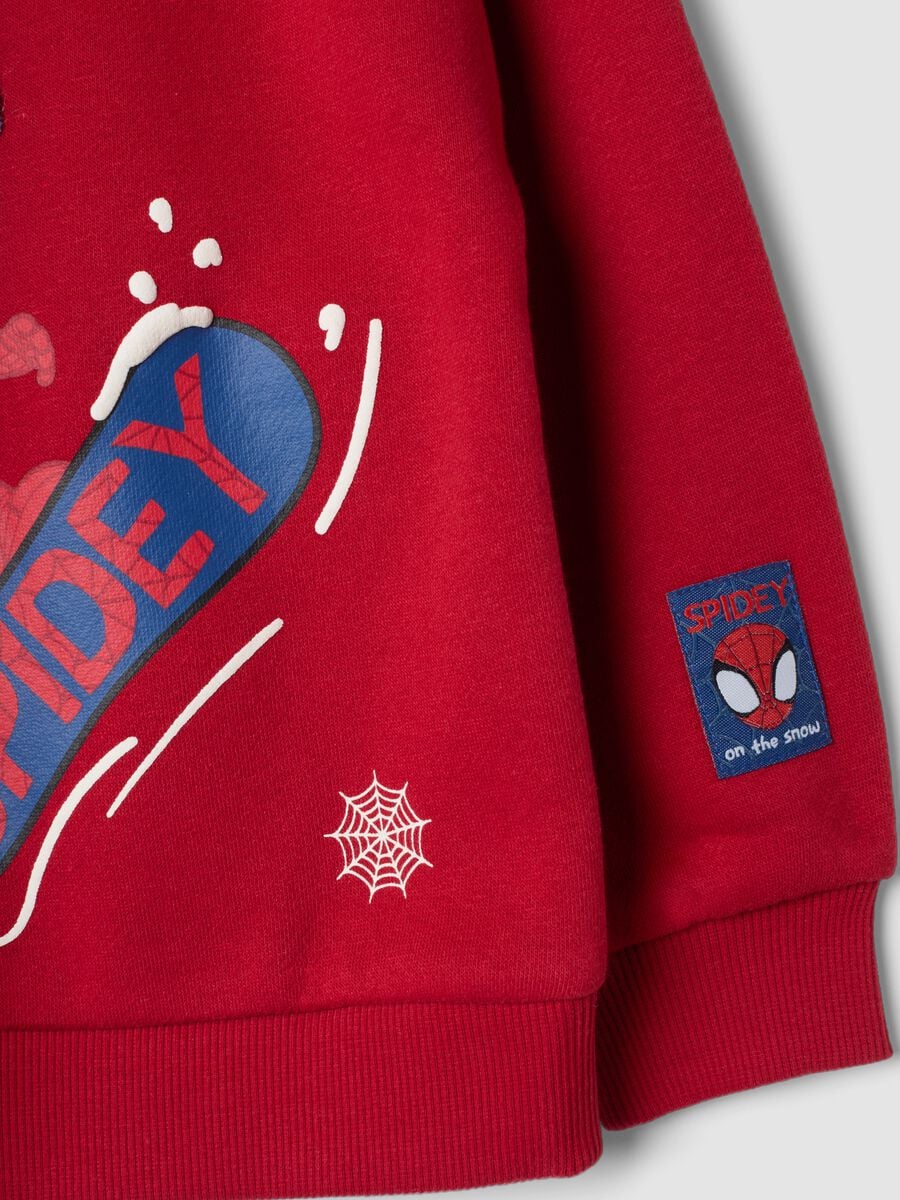 Crvena pamučna sweatshirt majica mje&scaron;avine s okruglim izrezom i MARVEL Spider-Man printom_3
