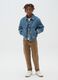 Boys' brown stretch cotton relaxed fit trousers_0