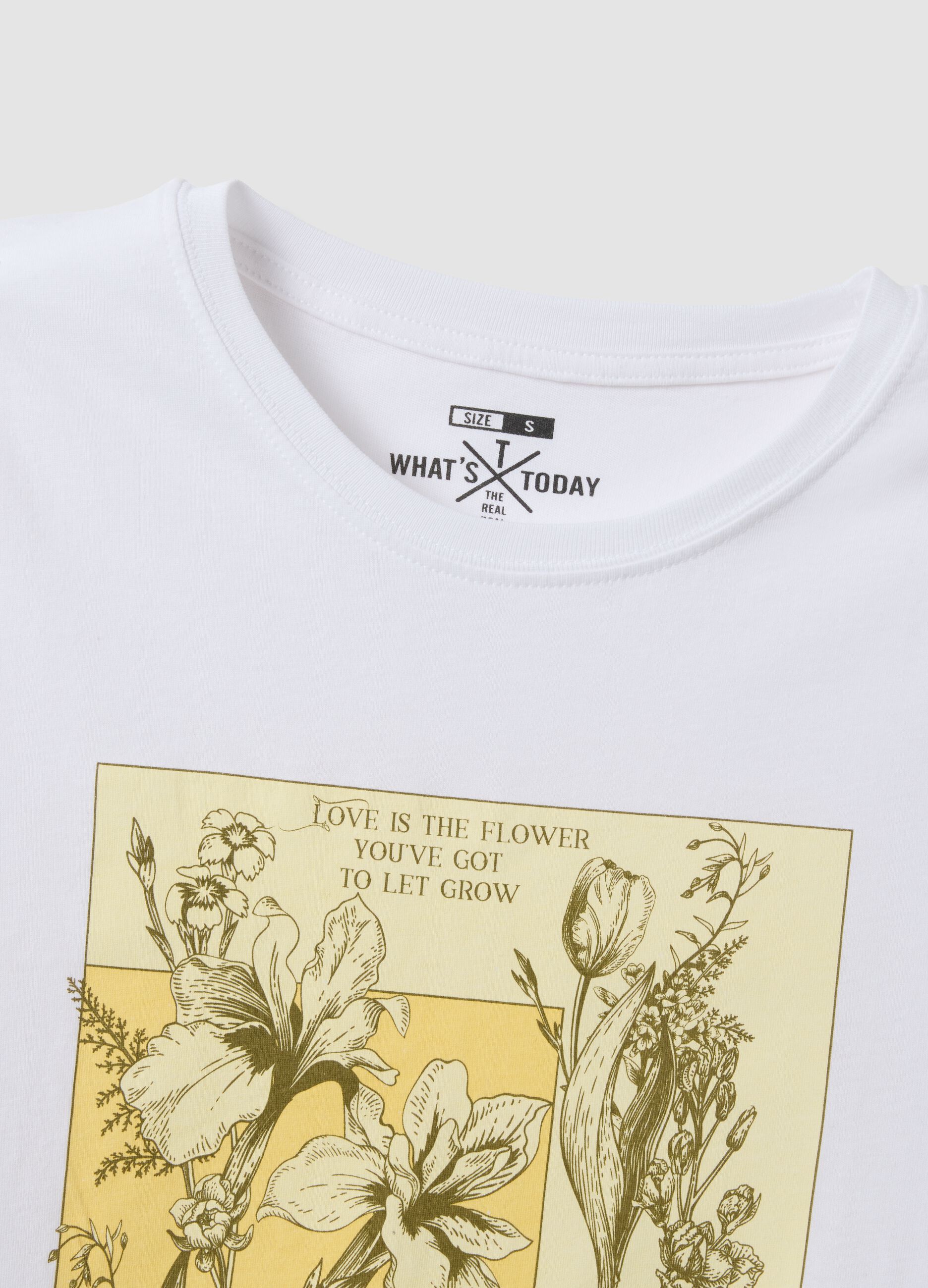 Regular fit white pure cotton t-shirt with print