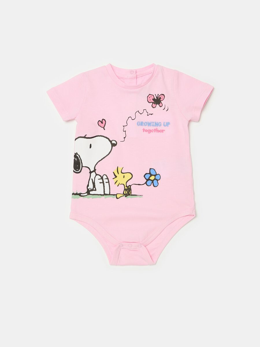 Cotton bodysuit with Snoopy and Woodstock print_0