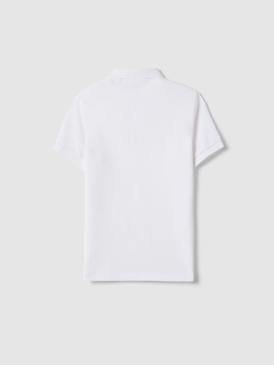 Polo branca de algod&atilde;o org&acirc;nico para rapaz, corte regular_4