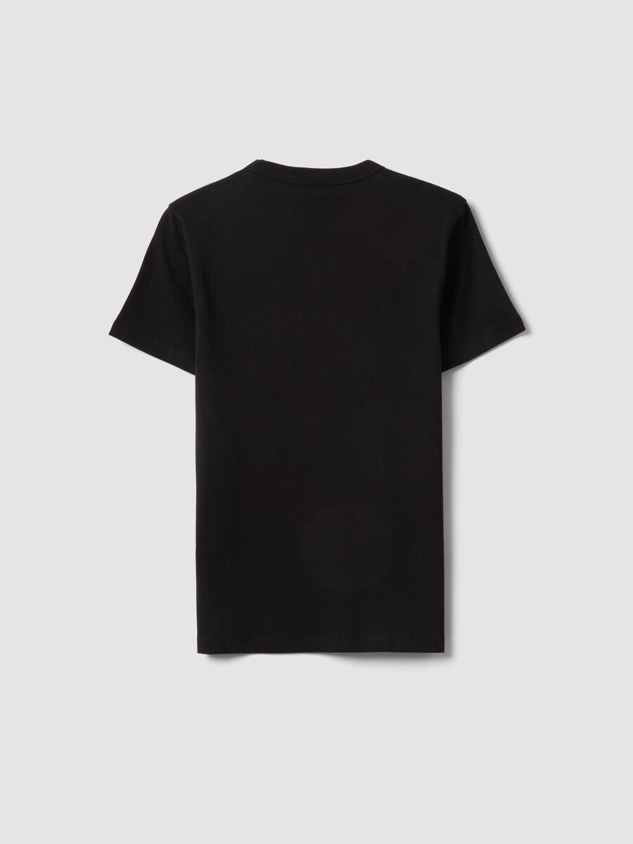 Boys&rsquo; black pure cotton regular fit T-shirt_1