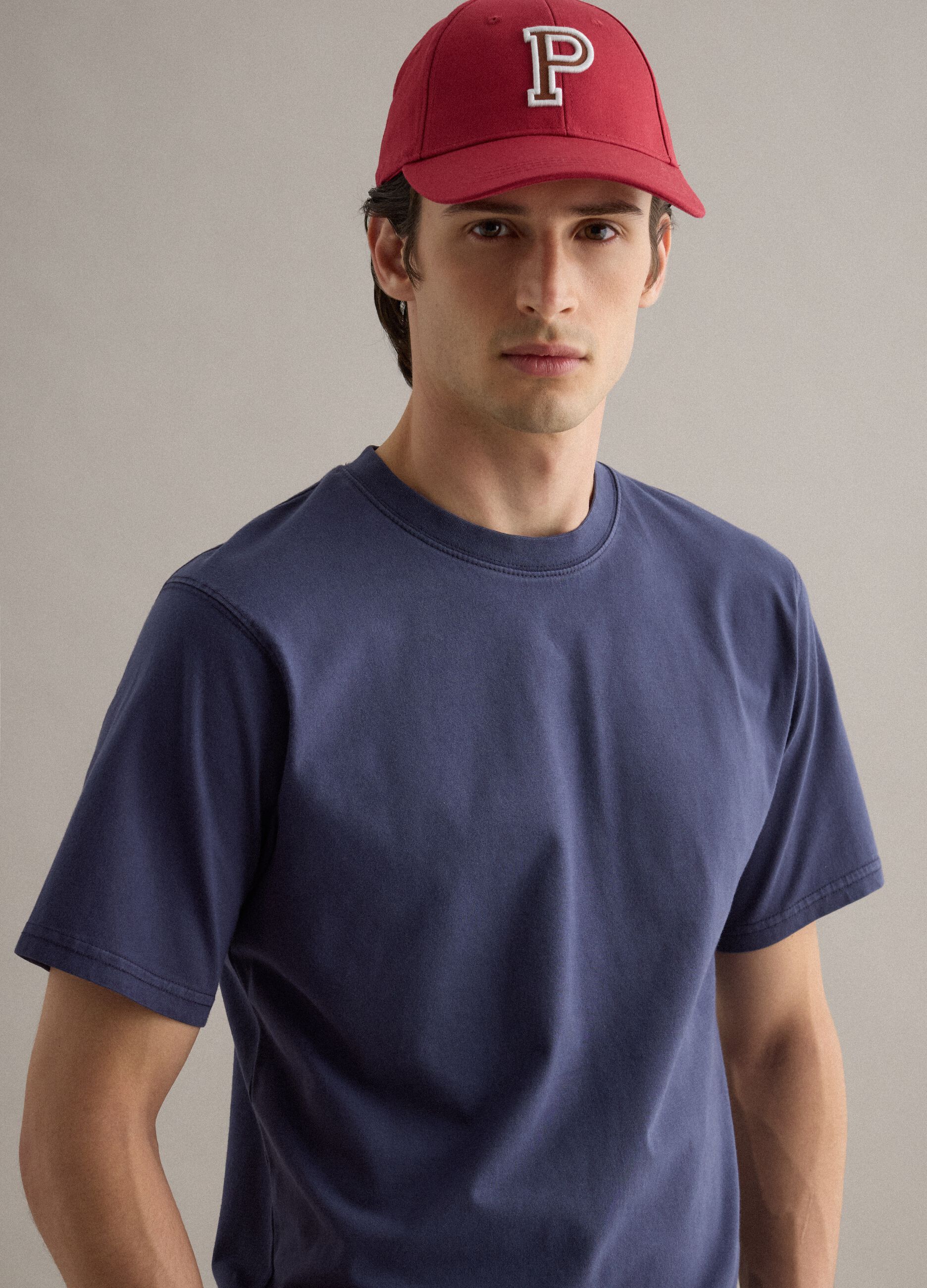 Blaue T-Shirt aus reiner Baumwolle im entspannten Schnitt