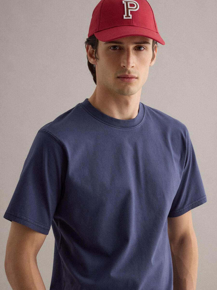 Blue pure cotton relaxed fit T-shirt_0
