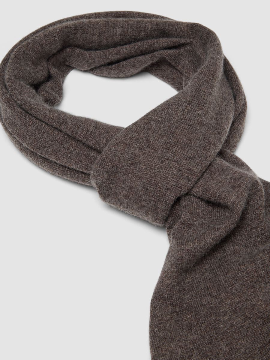 Sciarpa marrone in misto lana, cashmere e viscosa_1