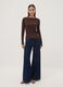 T-shirt marrone in puro cotone a maniche lunghe girocollo regular fit_1