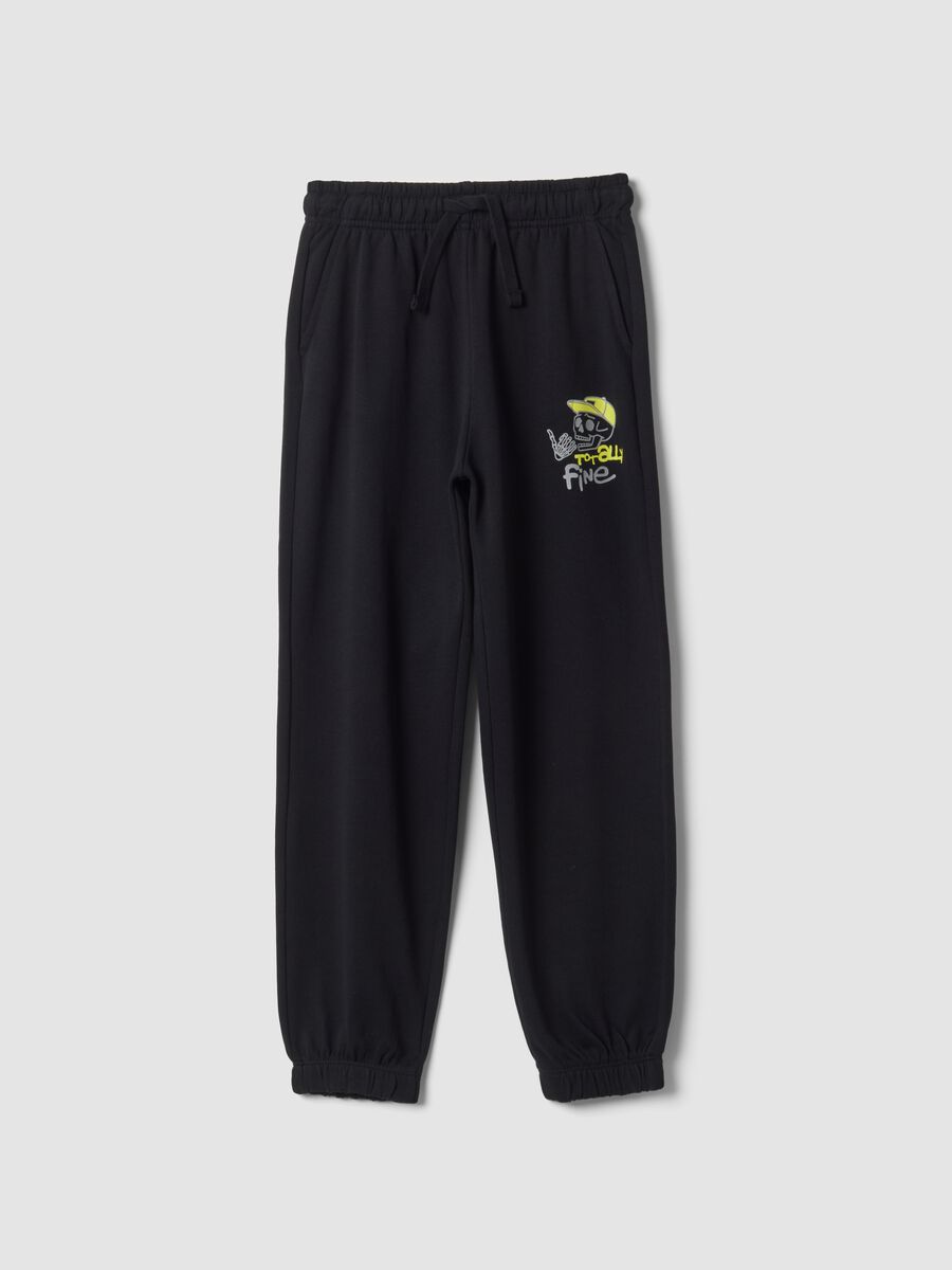 Pantaloni jogger neri in puro cotone_0
