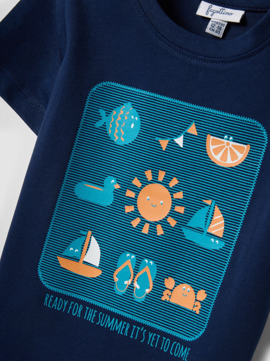 Blaues Regular-Fit T-Shirt f&uuml;r Jungen aus reiner Baumwolle mit maritimem Print_3