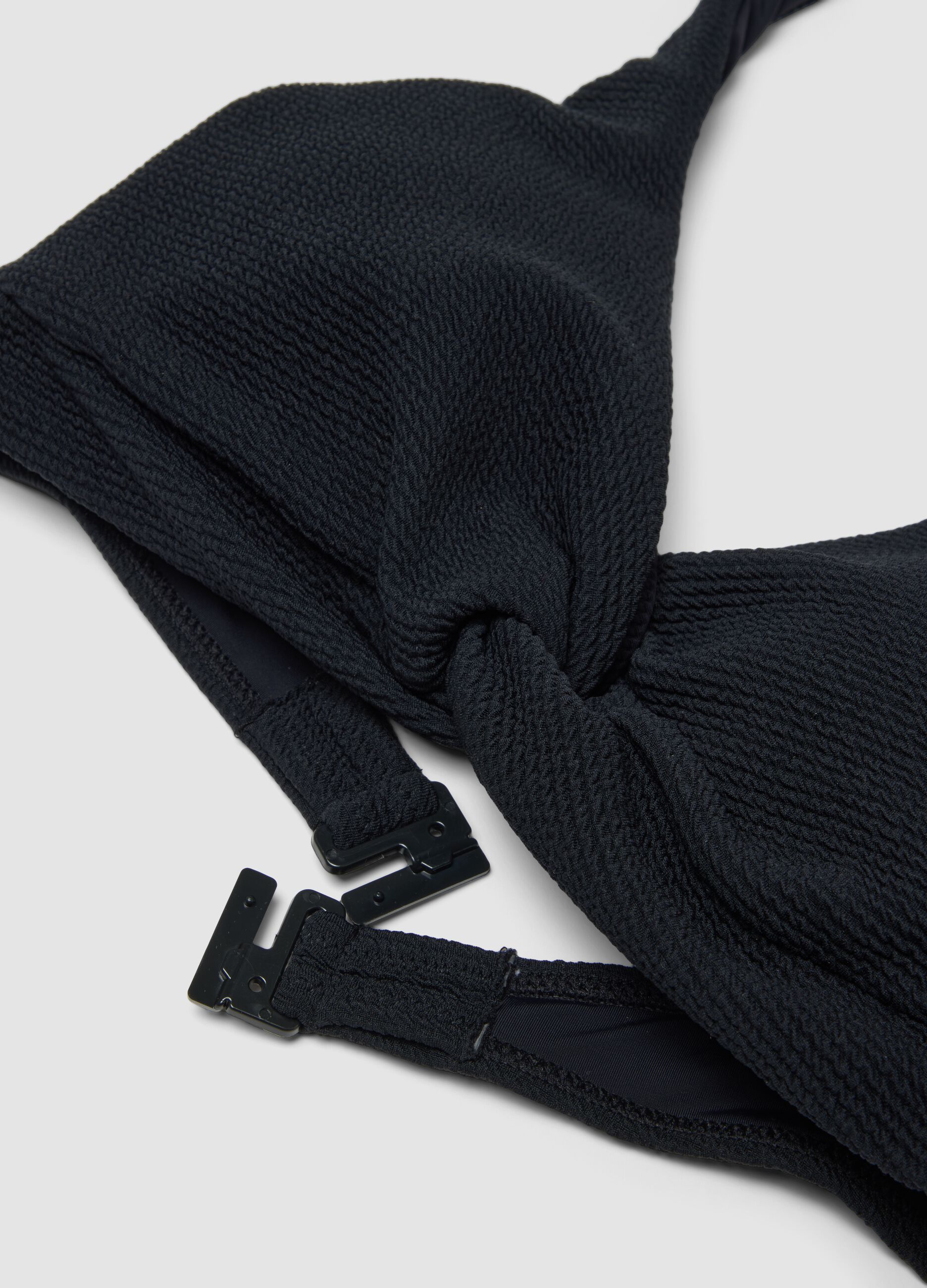 Black braided bikini top in stretch fabric