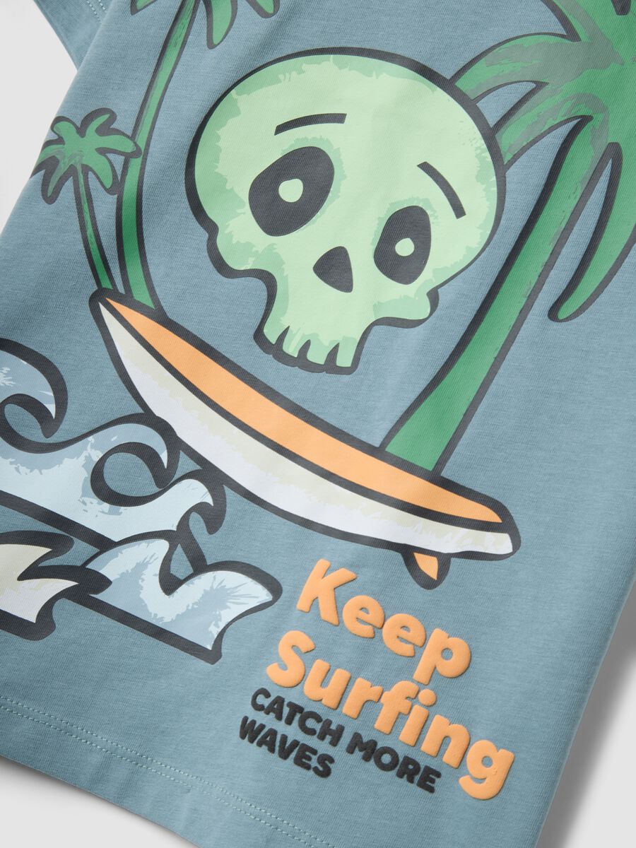 Blue pure cotton boys&rsquo; T-shirt with surf print, regular fit_3