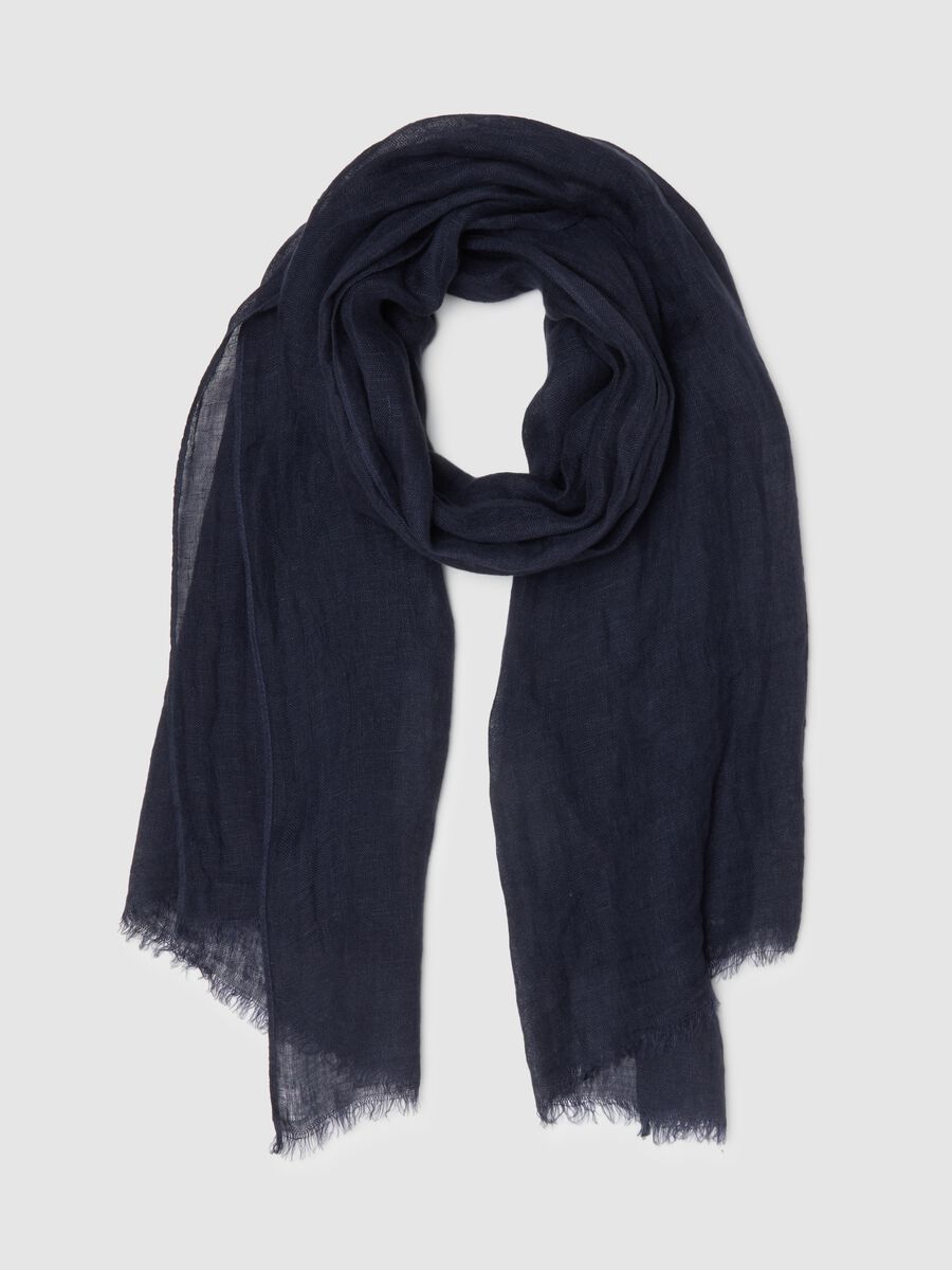 Pure Blue Linen Scarf_0