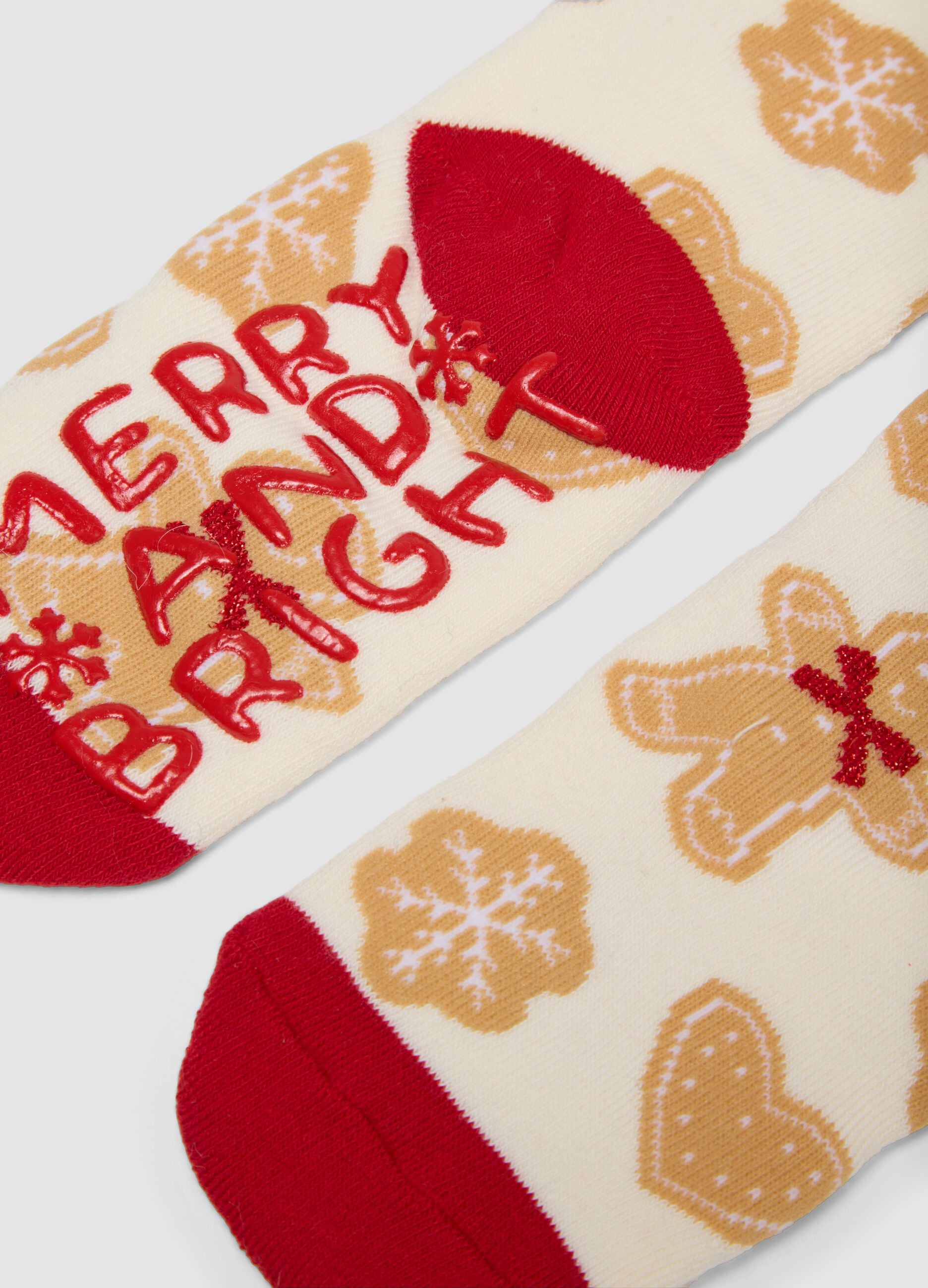 2-pack multicolour Christmas-themed short socks in stretch organic cotton
