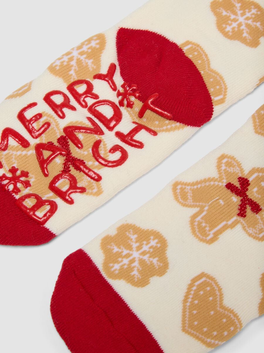 2-pack multicolour Christmas-themed short socks in stretch organic cotton_2