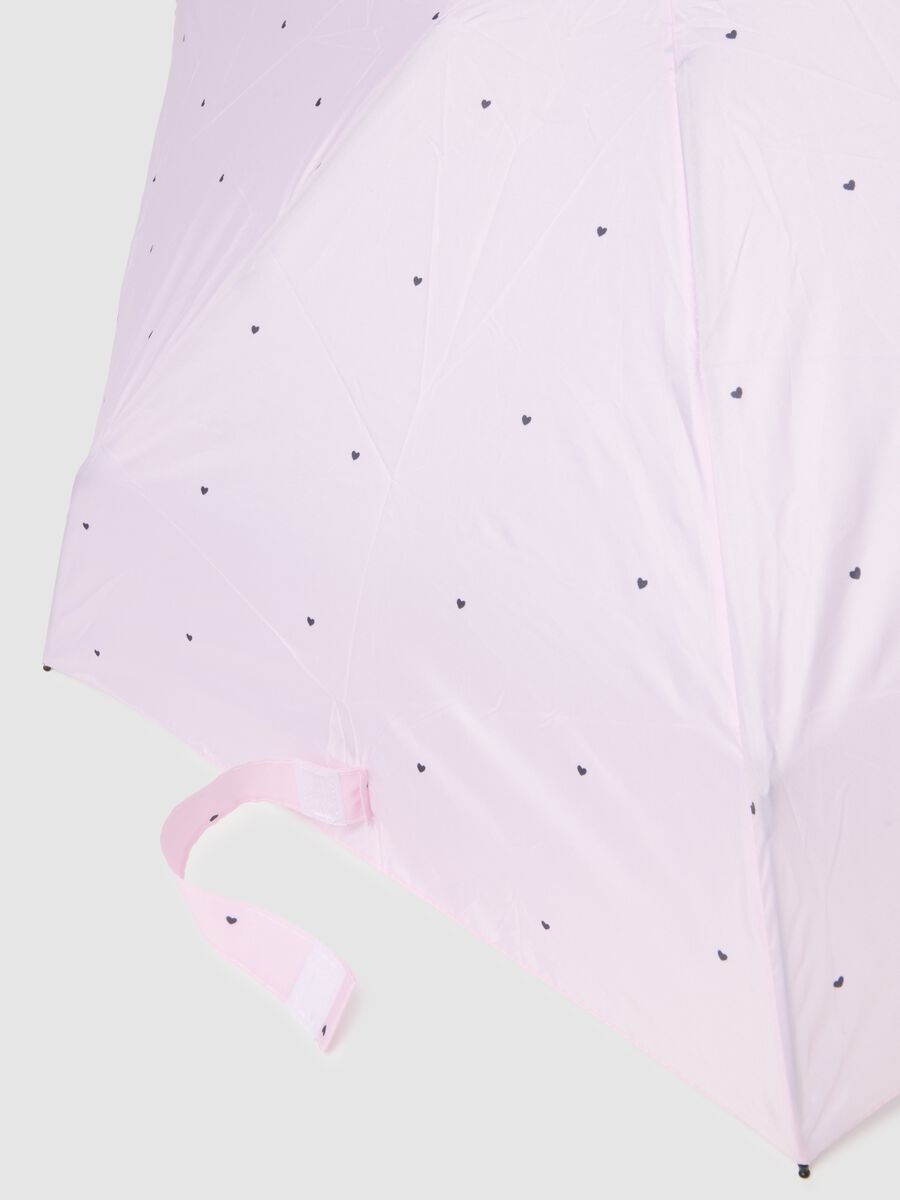 Compact Pink Umbrella with Heart Design_2