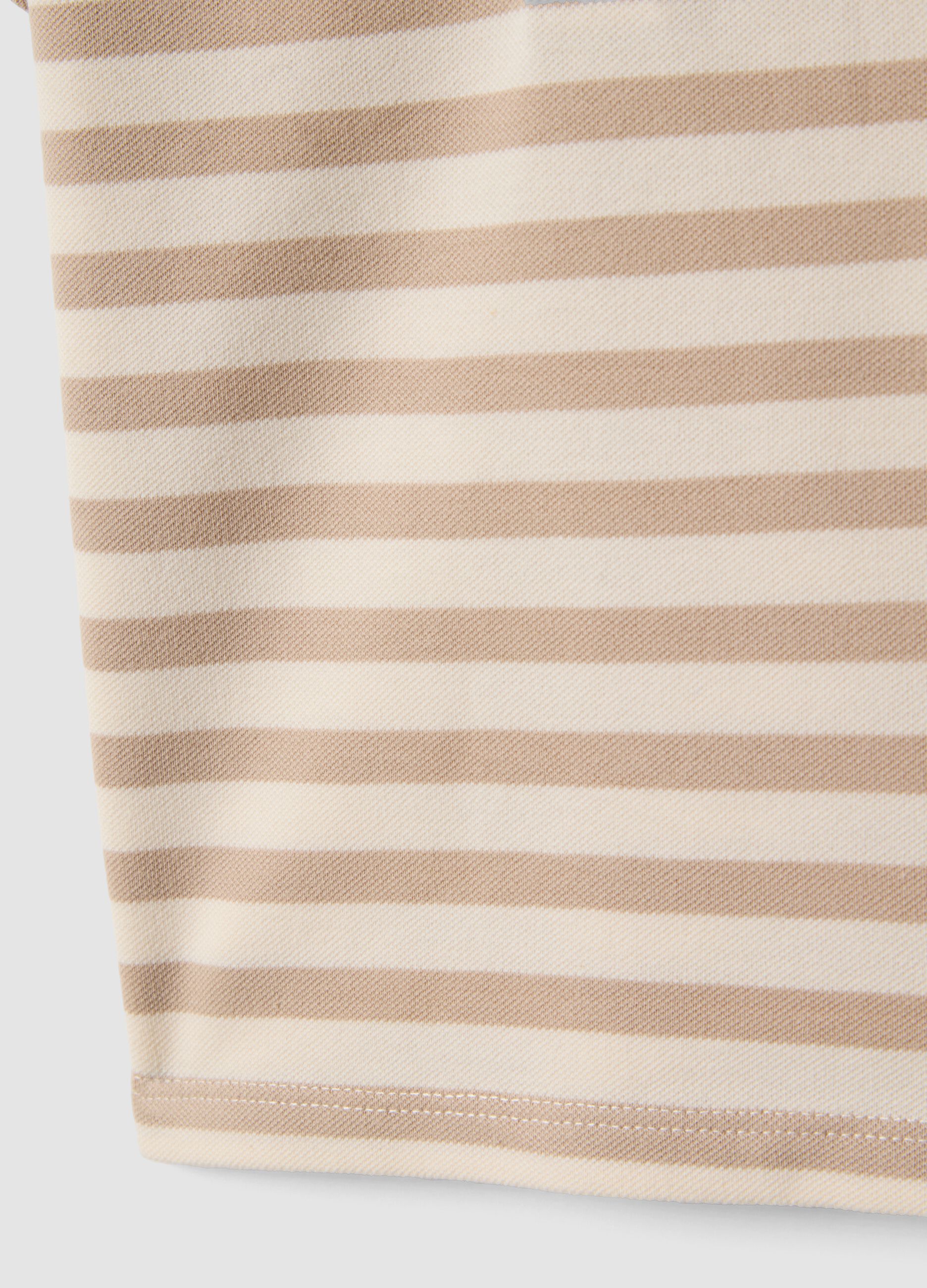 Polo de Algod&atilde;o El&aacute;stico com Riscas Multicolor e Bordado Mickey Mouse