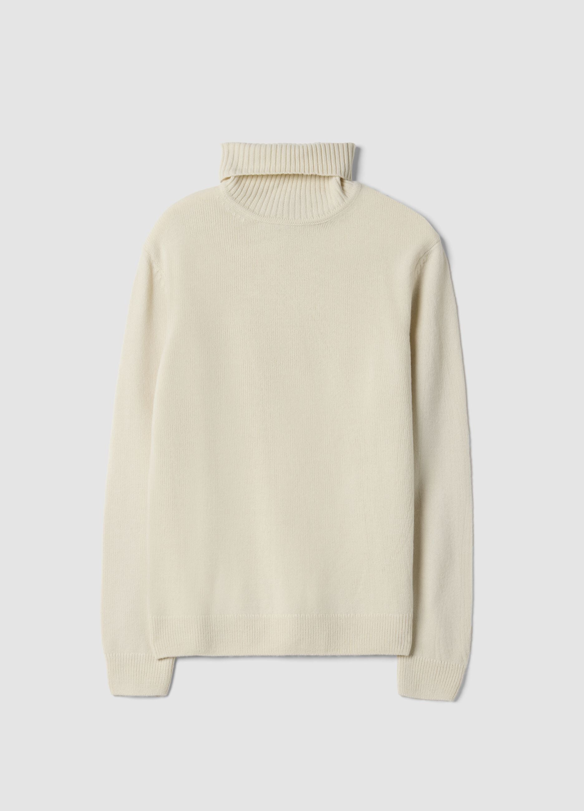 Maglia bianca a dolcevita regular fit in jersey knit