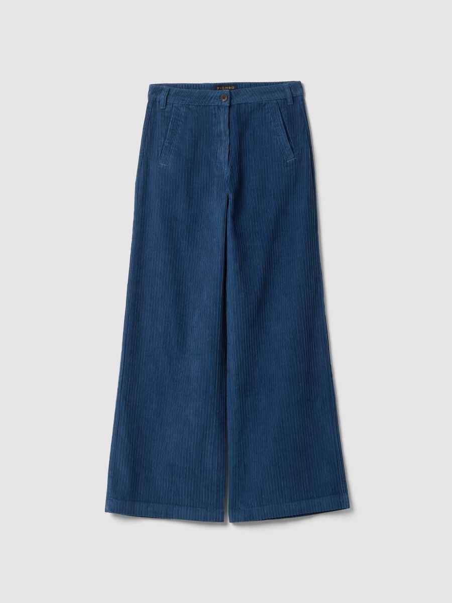 Blaue und hellblaue Ripp-Hose aus reiner Baumwolle_4