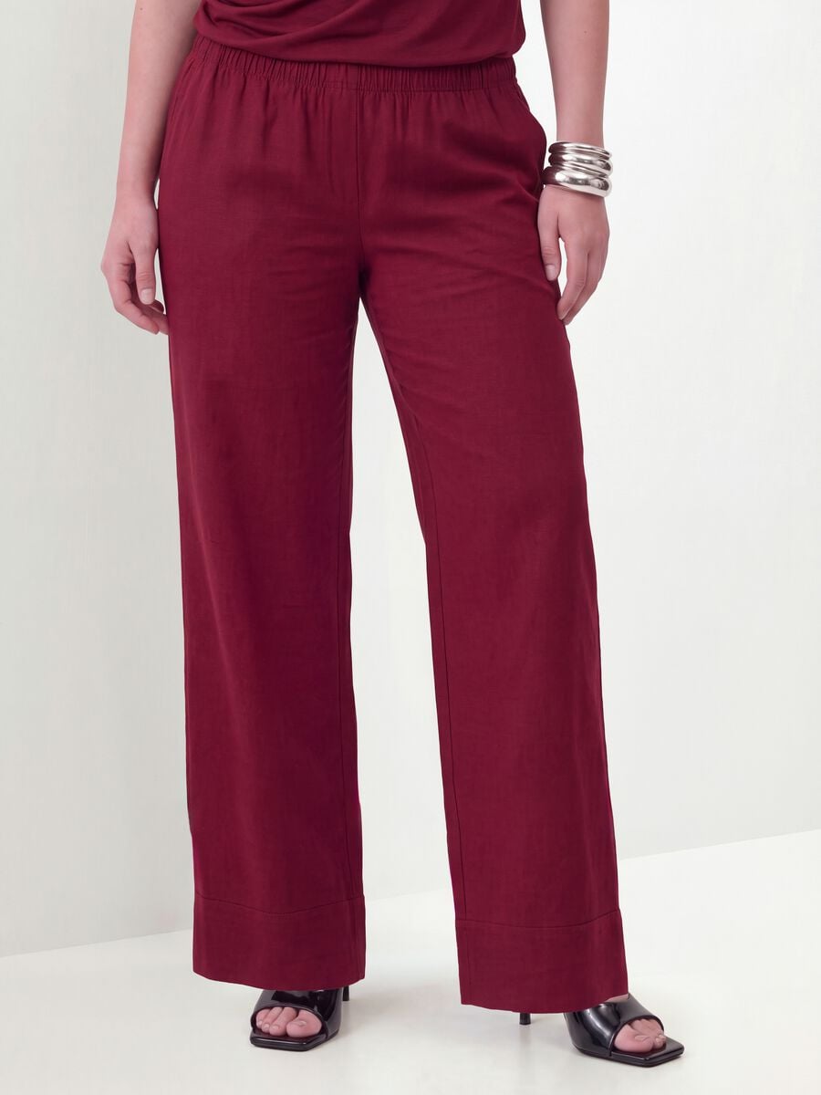 Red wide-leg trousers in viscose blend_1