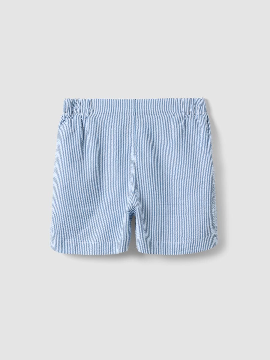 Regular-fit pure cotton shorts with yellow and white stripes_4