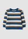 Sweatshirt marfim, azul e castanho tabaco em algod&atilde;o puro com decote redondo_0