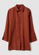 Long oversized pure red linen shirt_0