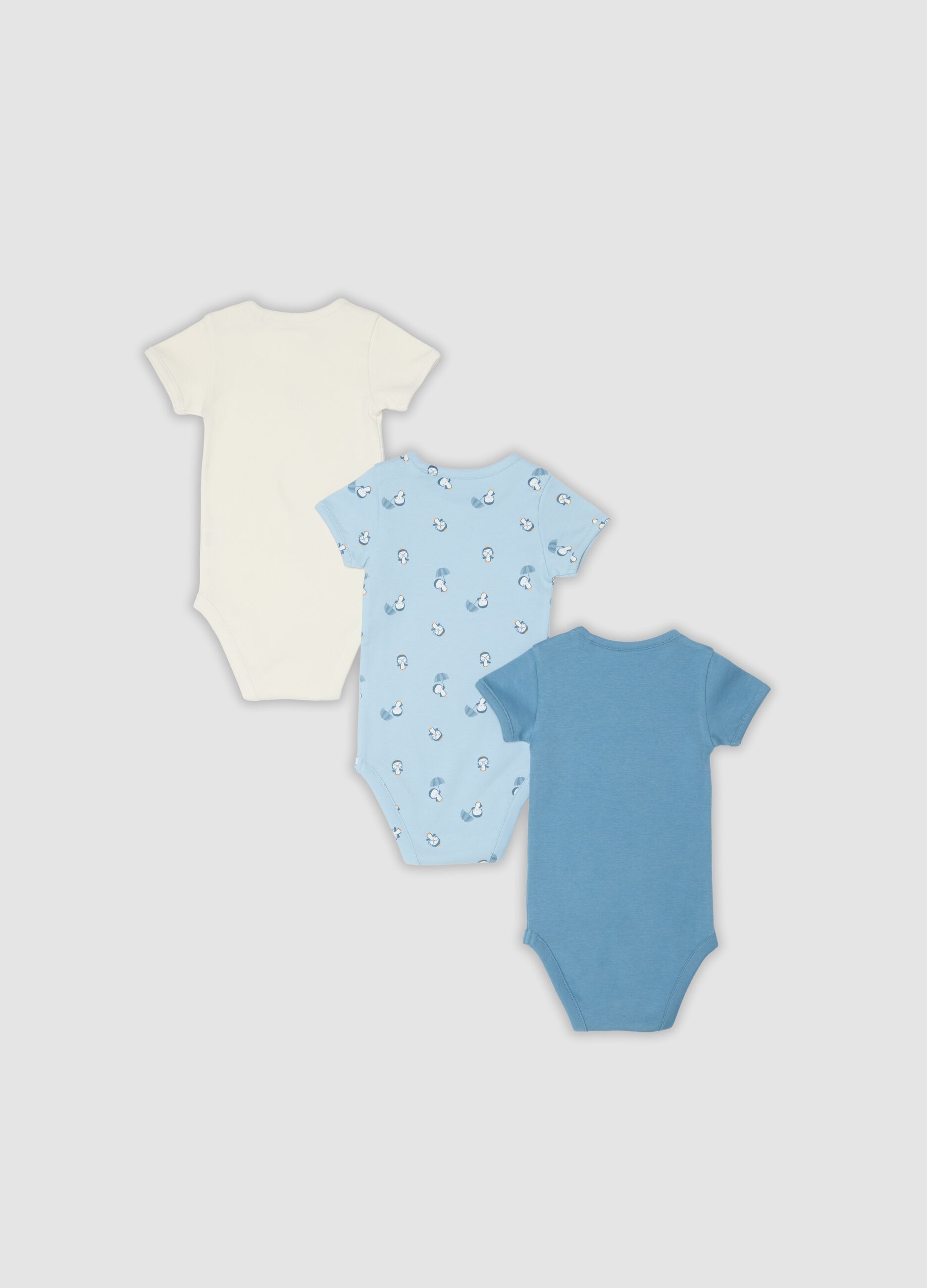 Multicolour organic cotton baby bodysuit 3-pack