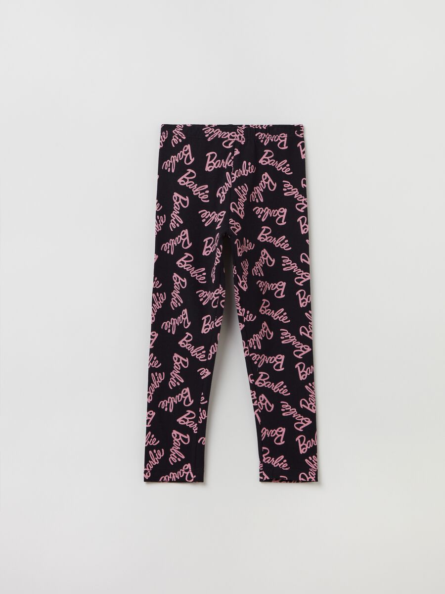Leggings in stretch cotton with Barbie™ print_0